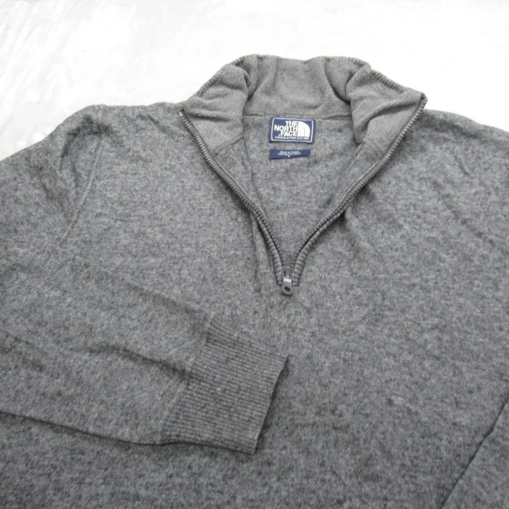 The North Face Wool Sweater Mens Large Gray Blend Quarter Zip Soft Warm VTG Rare
